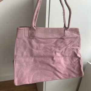 Italian Suede Pink / Purple Tote Bag Purse Made In Italy Brand New
